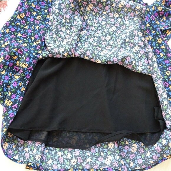 NWT ZARA Wrap Dress Floral Shoulder Pad Bohemian Flowy Long Sleeves Zipper M - Picture 10 of 13